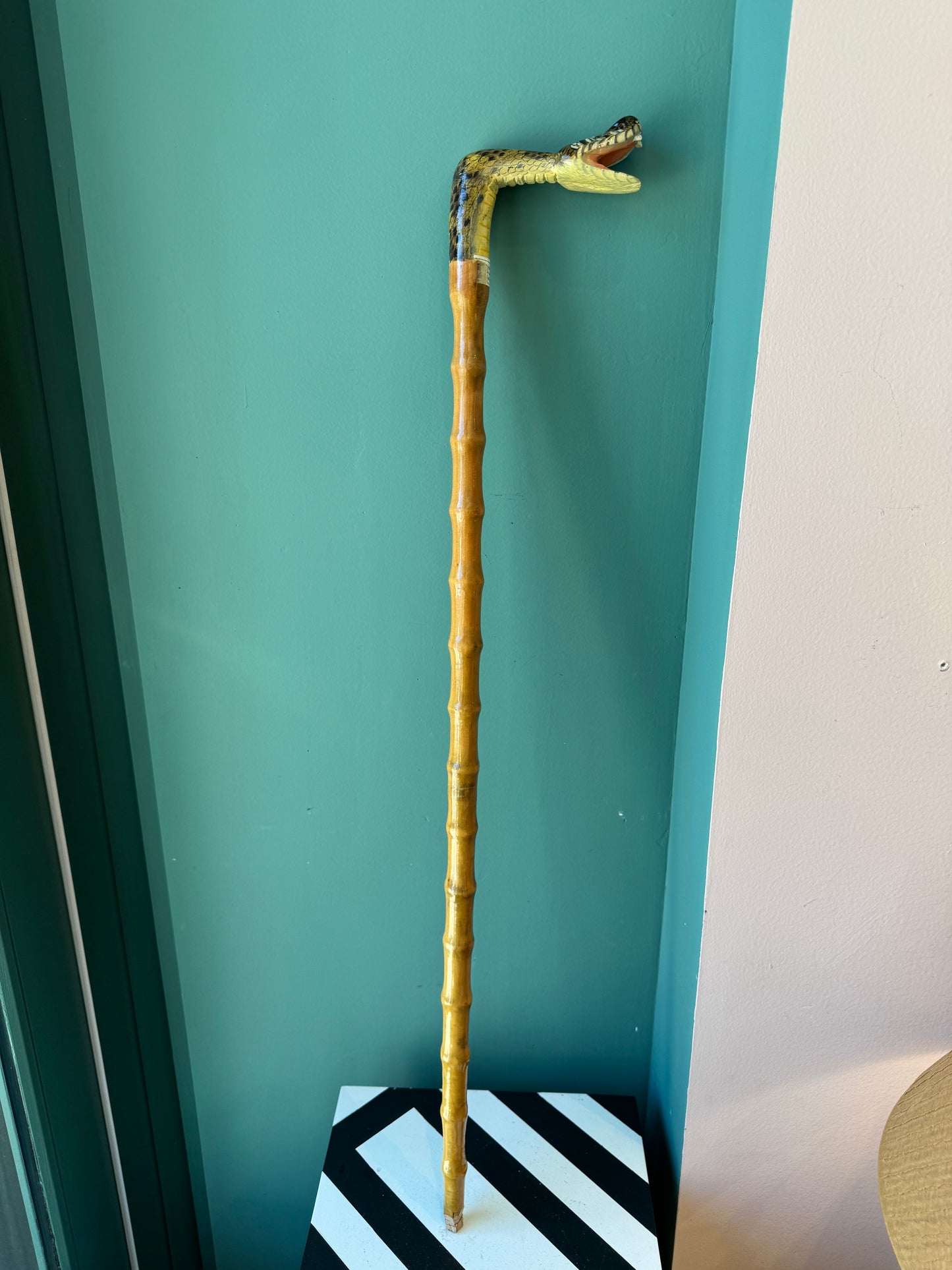 Vintage Folk Art Rattlesnake Walking Stick Cane