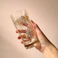 Vintage set of 6 Gold Palm Frond High Ball Glasses by Culver Ltd