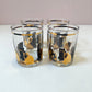 Vintage Set of Four 22 Karat Gold and Black Cat Rock Glasses by Georges Briard