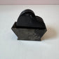 Vintage Set of 6 Black Marble Heart Coasters in Caddy