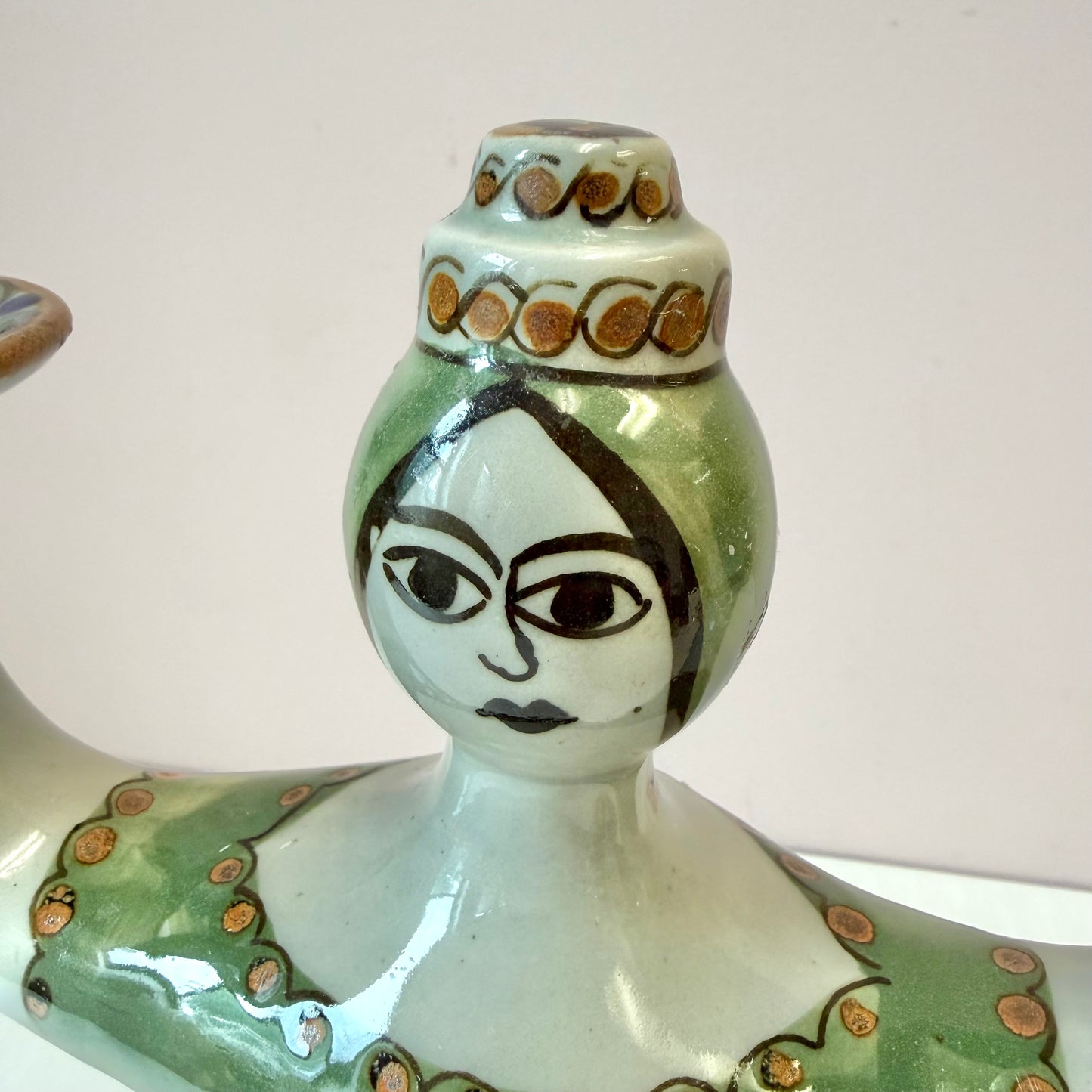 Vintage El Palomar Mexican Pottery Figural Woman Candelabra Candle Holder