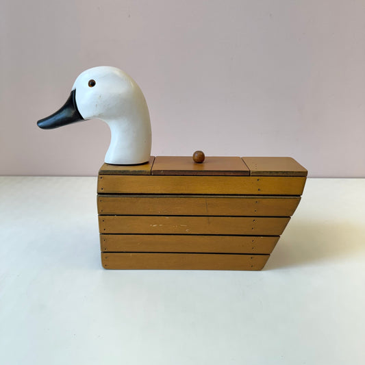 Vintage Wooden Goose Storage Box/Bookend