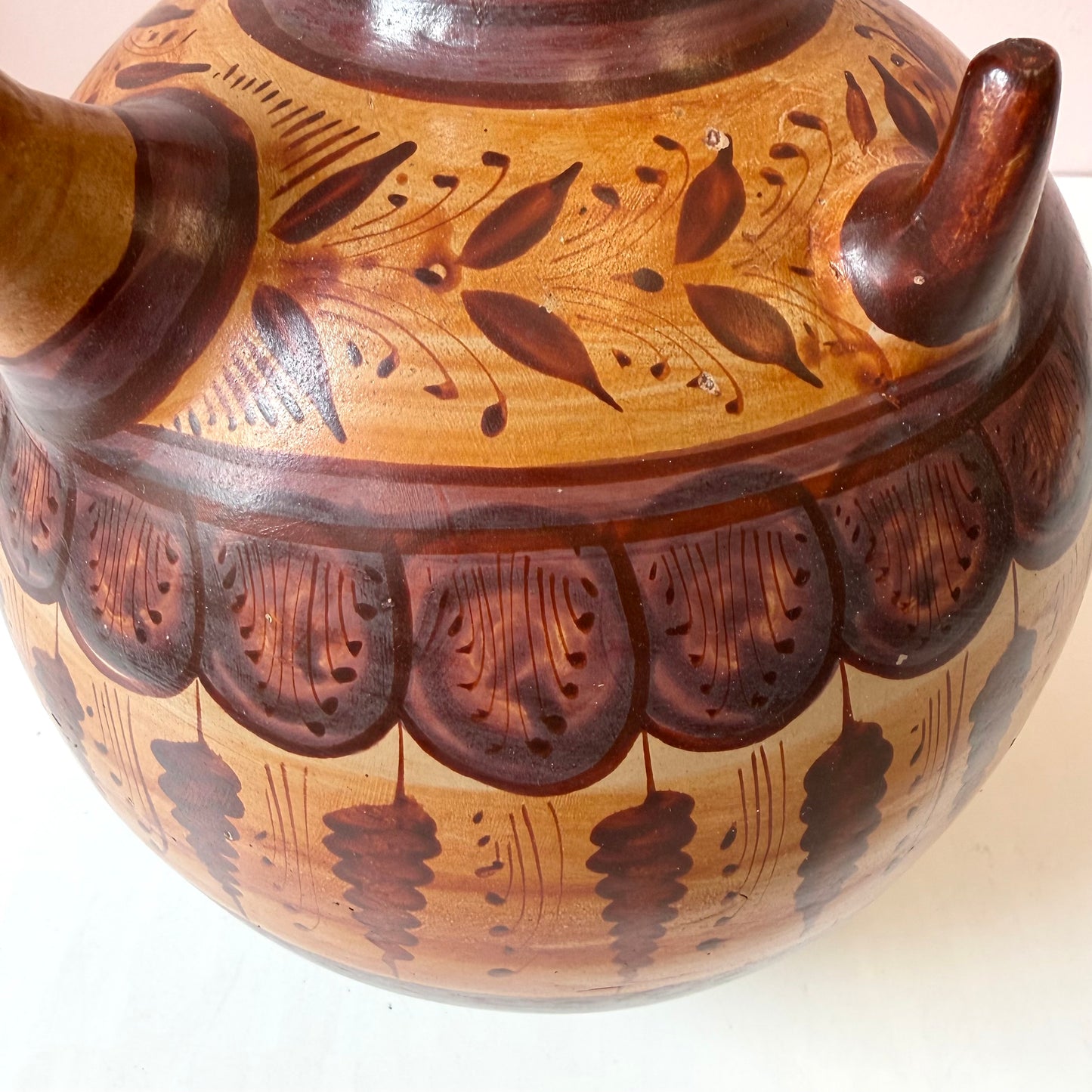 Vintage Handcrafted Mexican Tonala Clay Pottery Water Jug