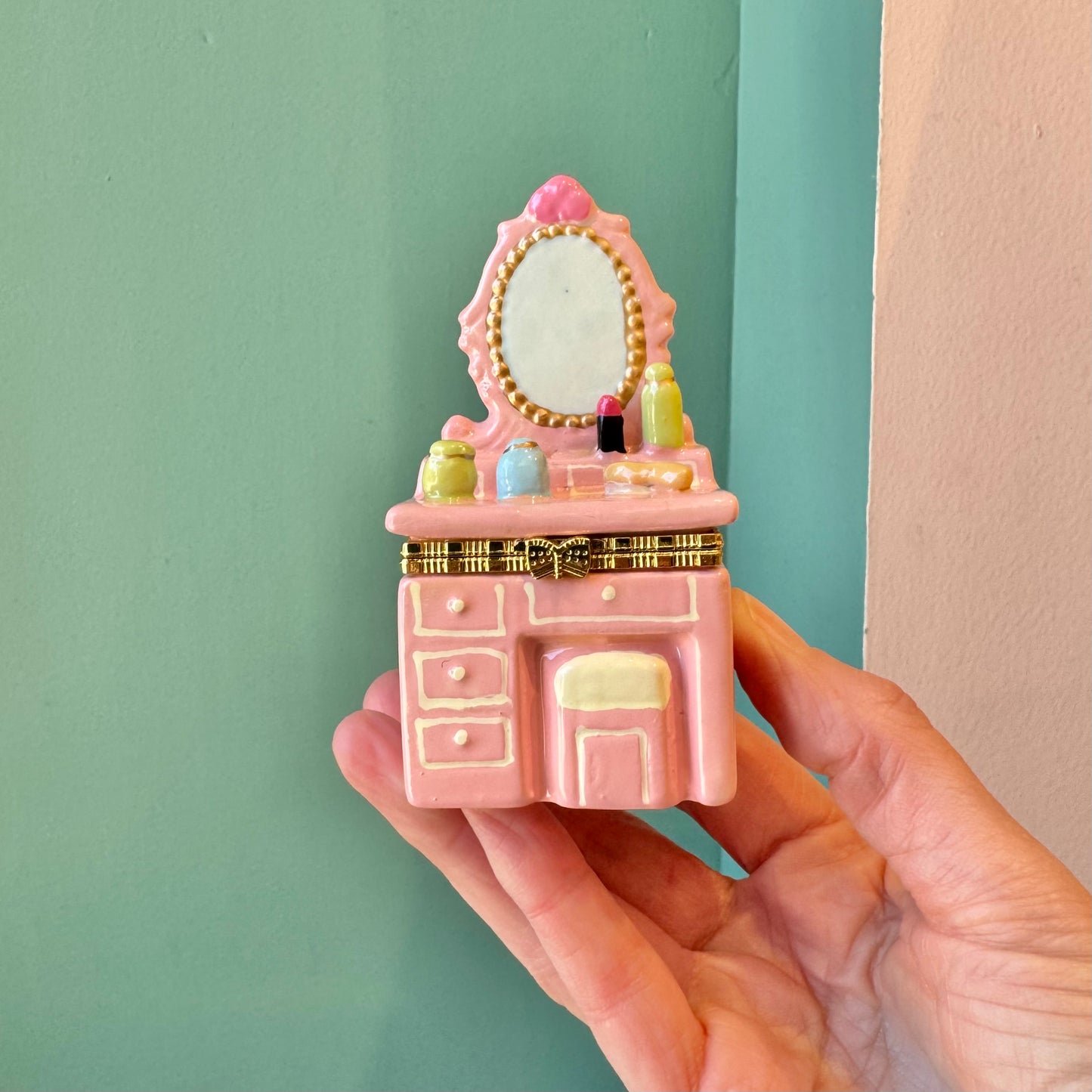 Pink Vanity Dresser Trinket Box