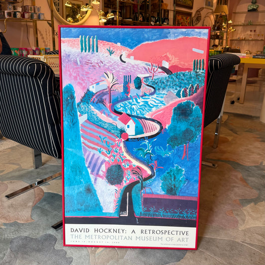 Vintage David Hockney "A Retrospective" 1988 Museum Poster - Framed