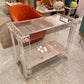 Charles Hollis Jones Style 1980’s Lucite and Mirror 2 Tier Rolling Bar Cart