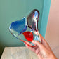 Vintage Hand Blown Three Compartment Art Glass Bowl