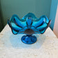 Vintage 1960's "Bluenique" Art Glass Candy Bowl