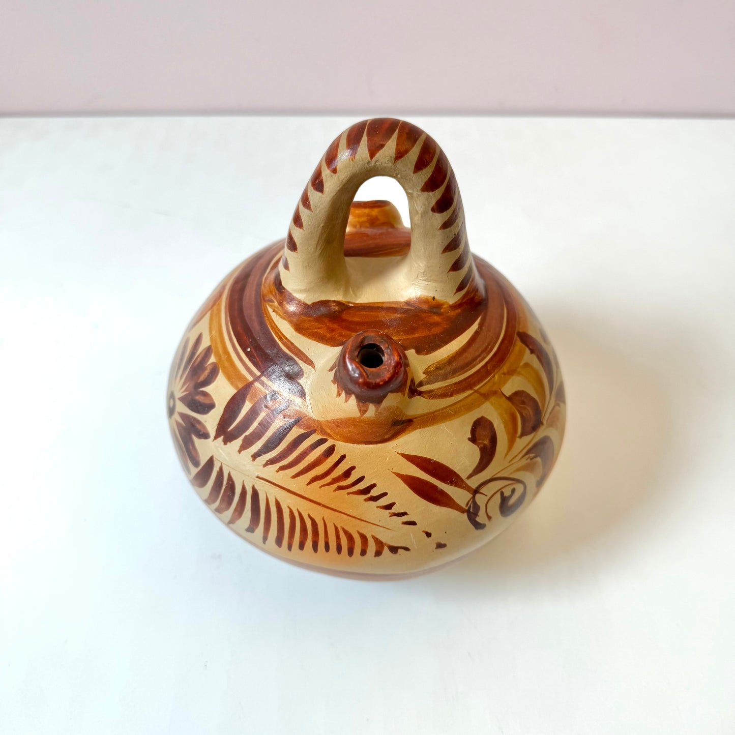 Vintage Handcrafted Mexican Tonala Clay Pottery Water Jug