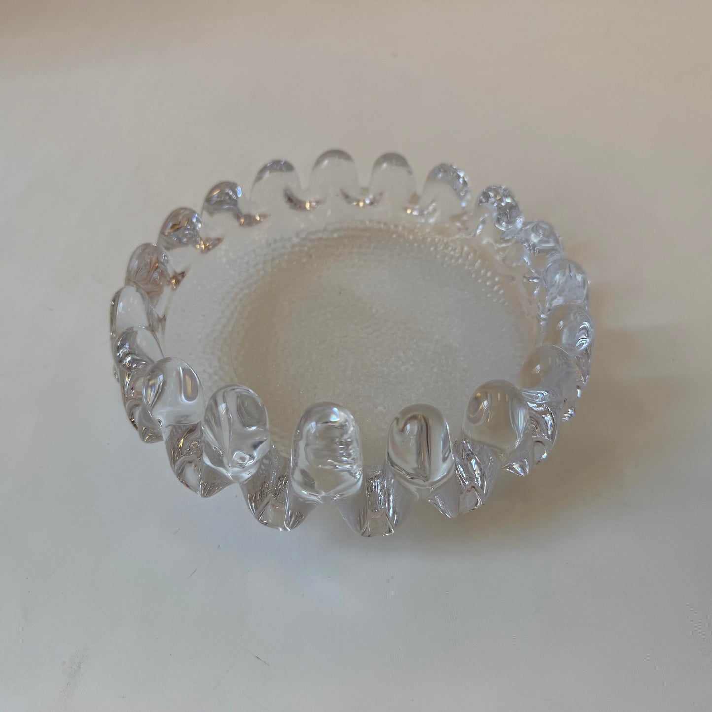 Vintage Kosta Boda Art Glass Sunflower Catchall Bowl