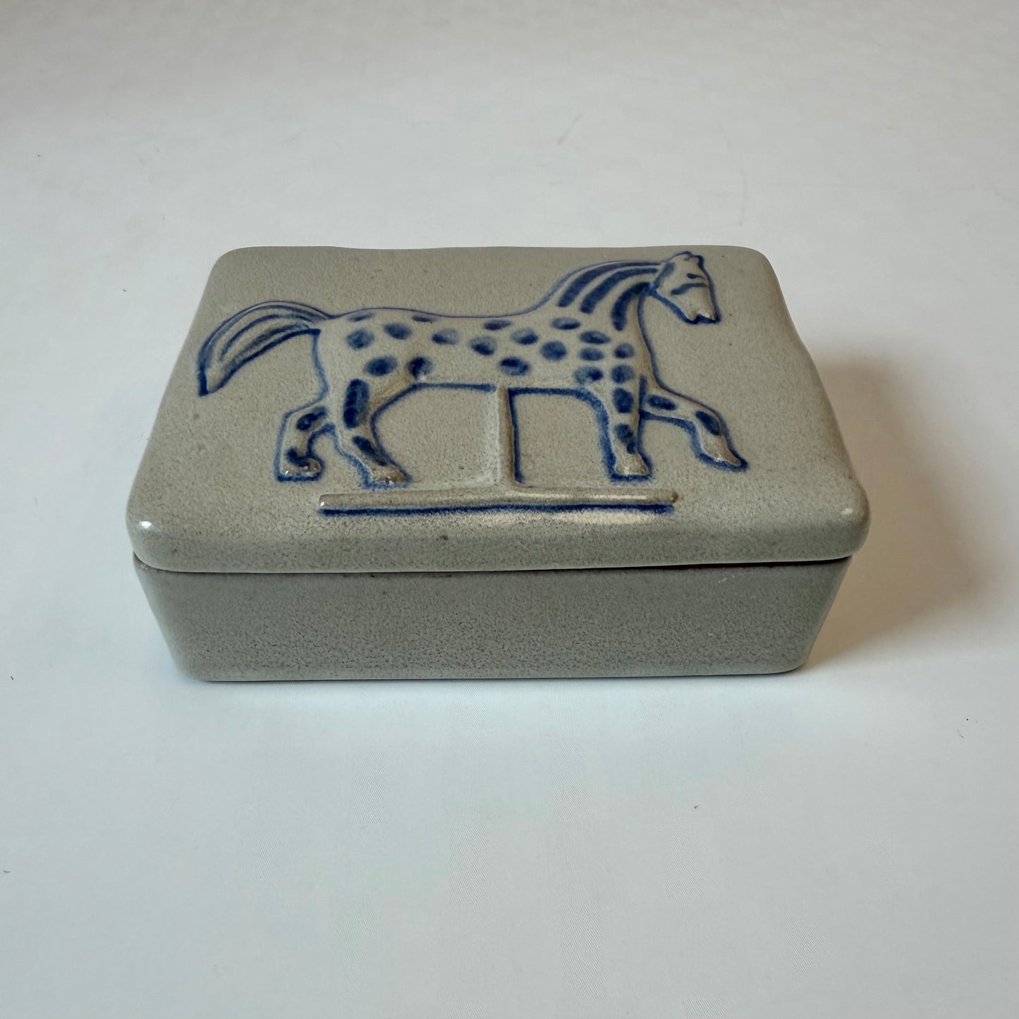 Vintage Folk Art Stoneware Horse Box