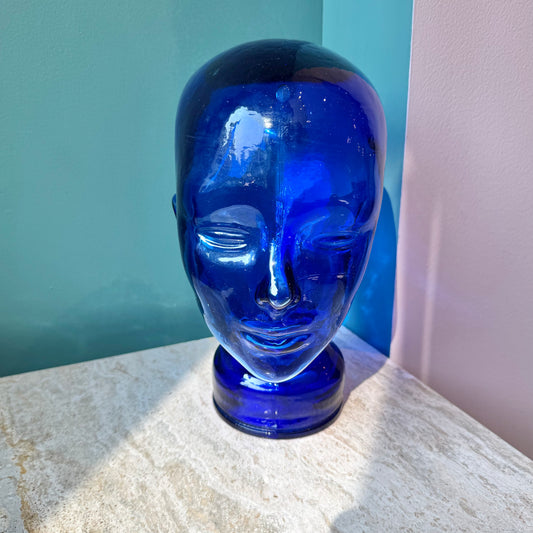Vintage Cobalt Blue Glass Head