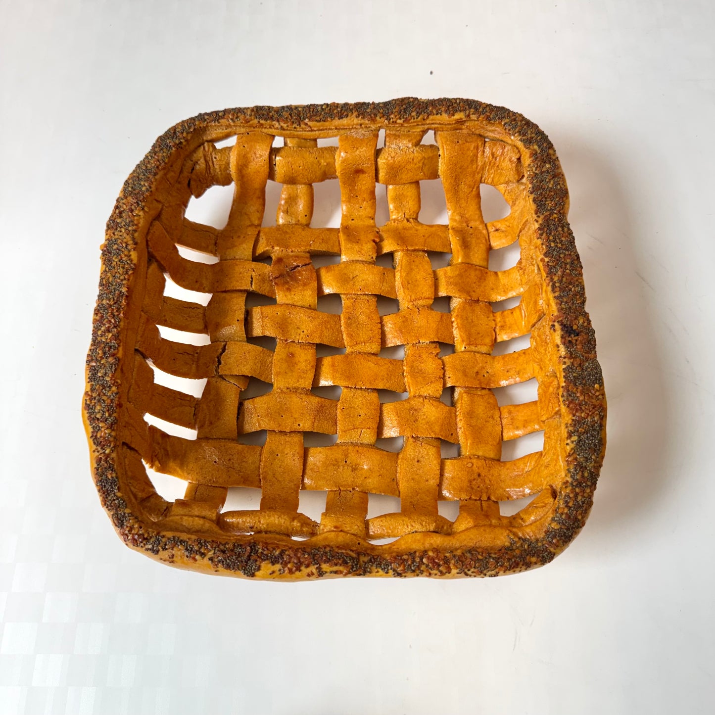 Vintage Poppyseed Salt Dough Woven Bread Bowl
