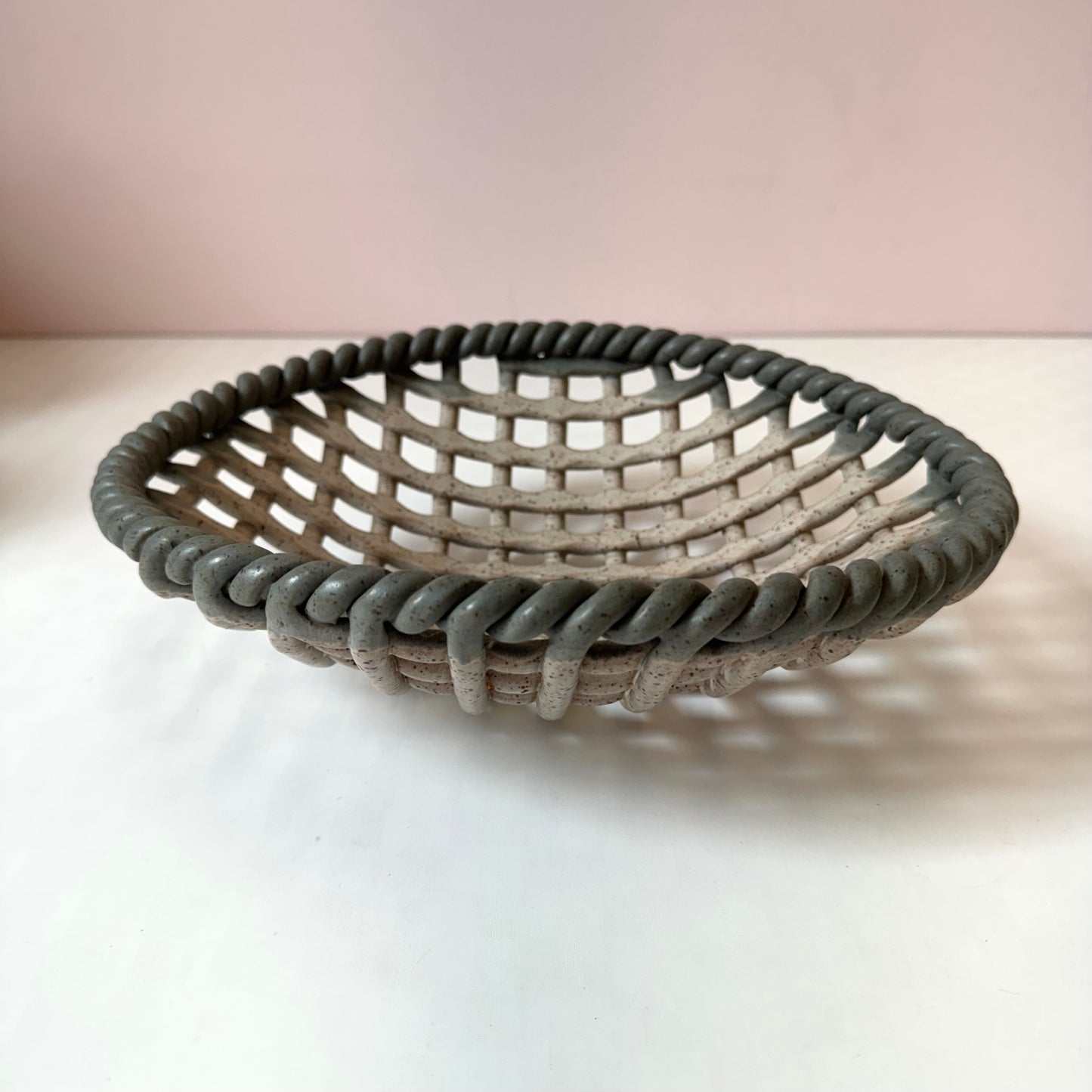 Vintage Mid-Century Pottery Lattice Bowl