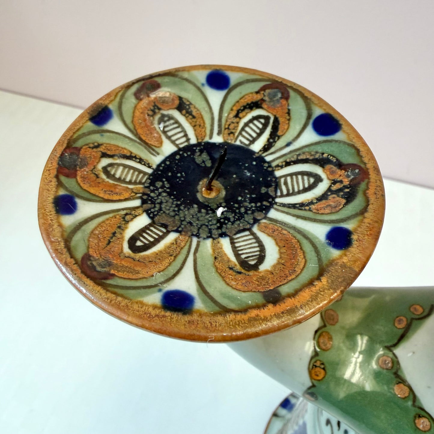 Vintage El Palomar Mexican Pottery Figural Woman Candelabra Candle Holder