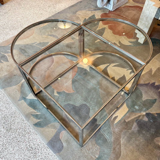Vintage Three Piece Chrome and Glass Coffee Table