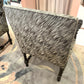 Antique Lions Head Barley Twist Suede Chair/item