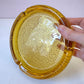 Vintage Mid-Century Textured Amber Glass Ashtray
