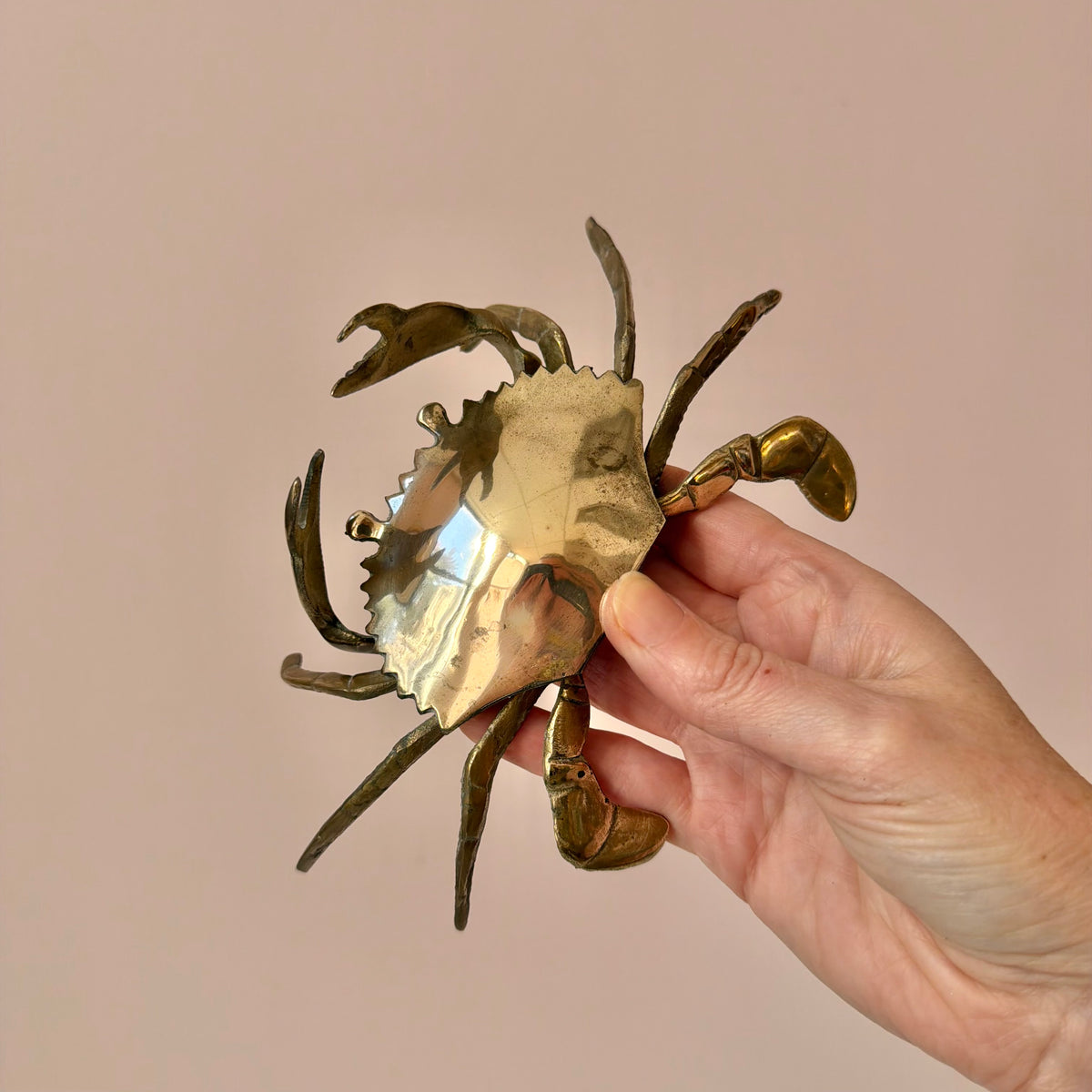 Vintage Brass Crab Ashtray