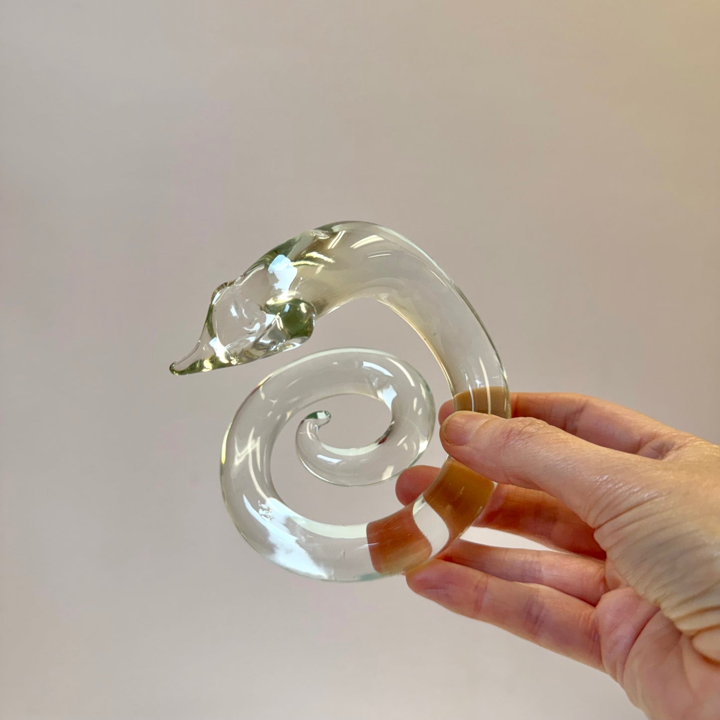 Vintage Baccarat Style Crystal Coiled Snake Figurine Paperweight