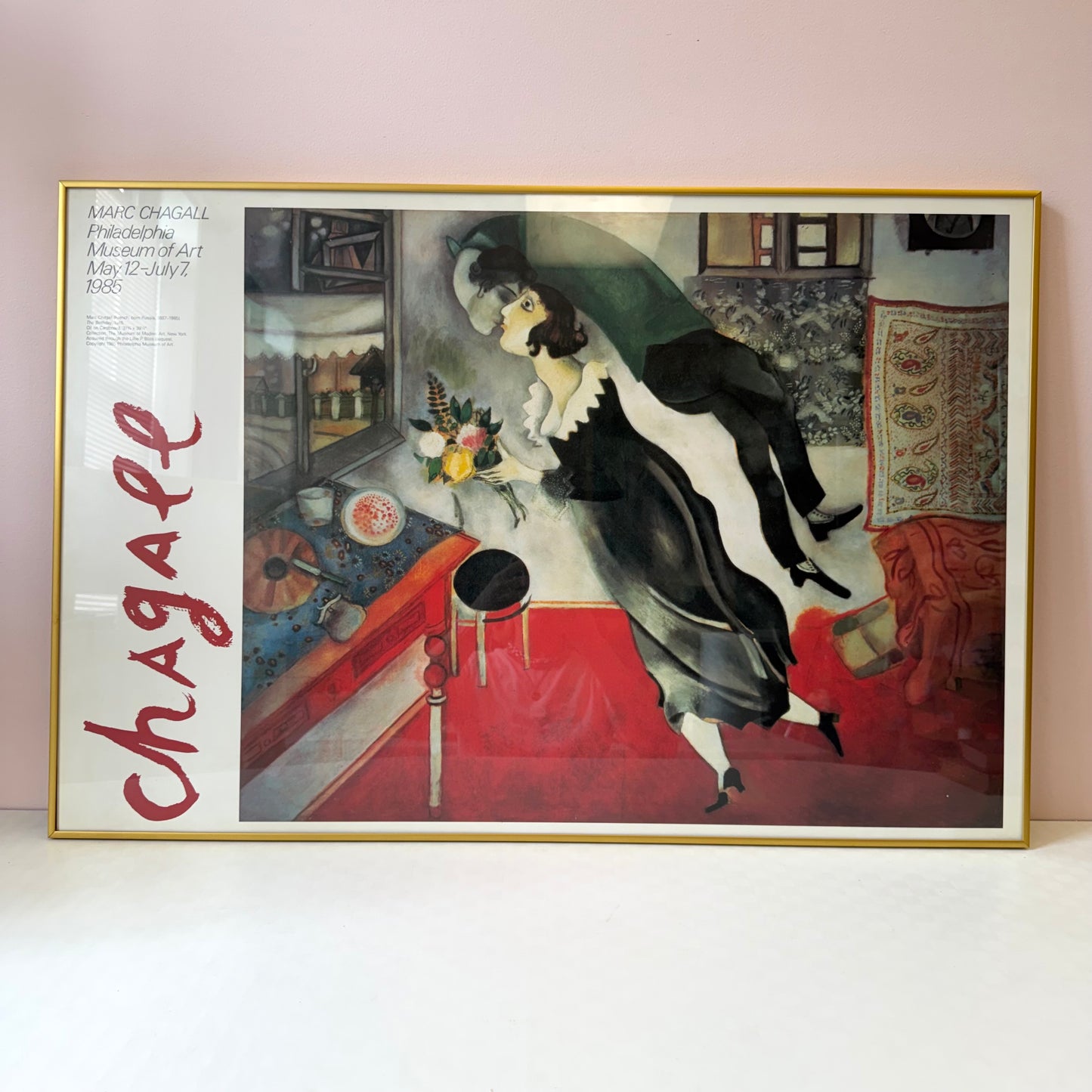 Vintage 1985 “The Birthday” Framed Exhibition Poster by Chagall