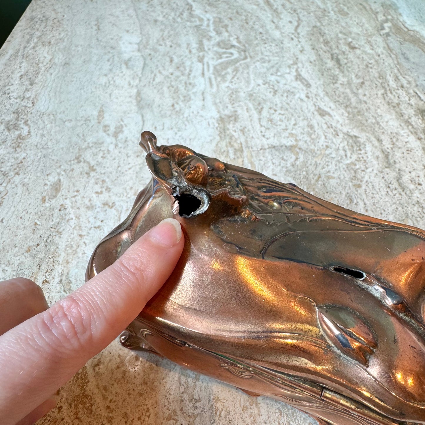 Antique Art Nouveau Copper Jewelry Box by Jennings Brothers