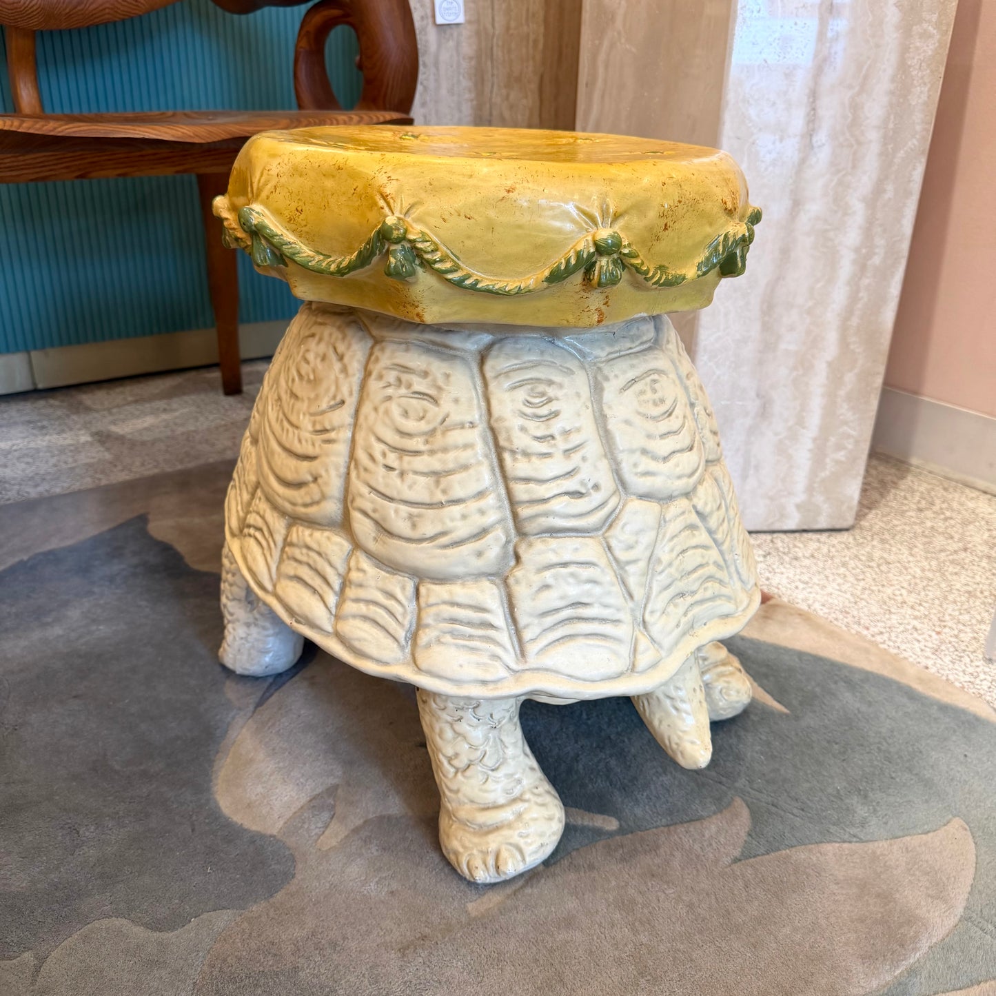 Vintage Extra Large Mid-Century Tortoise Stool
