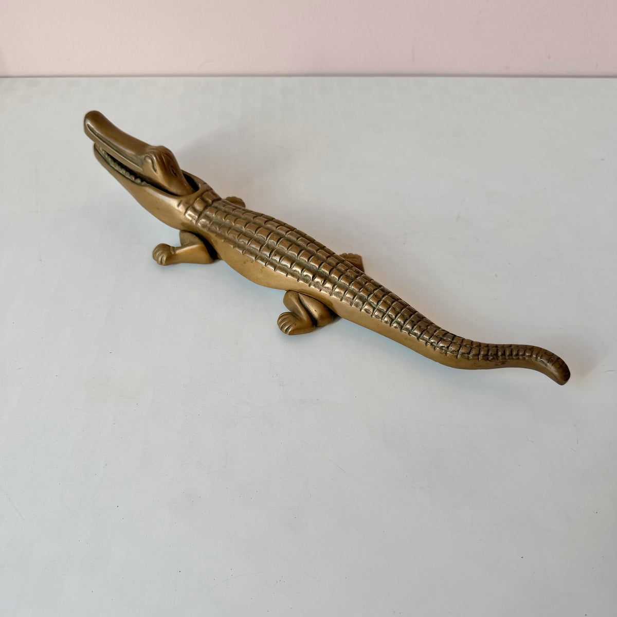 Vintage Large Brass Crocodile Nutcracker