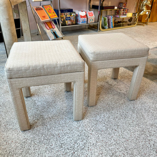 Vintage Parsons Style Beige Linen Bench/Ottoman /item