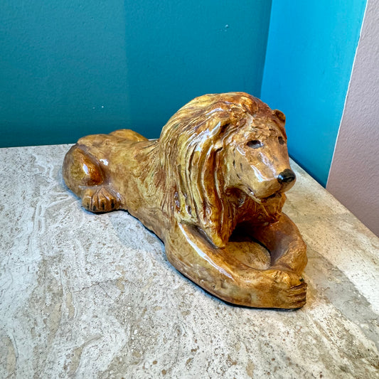 Vintage 1950's Hand Crafted Studio Pottery Ceramic Lion Statue