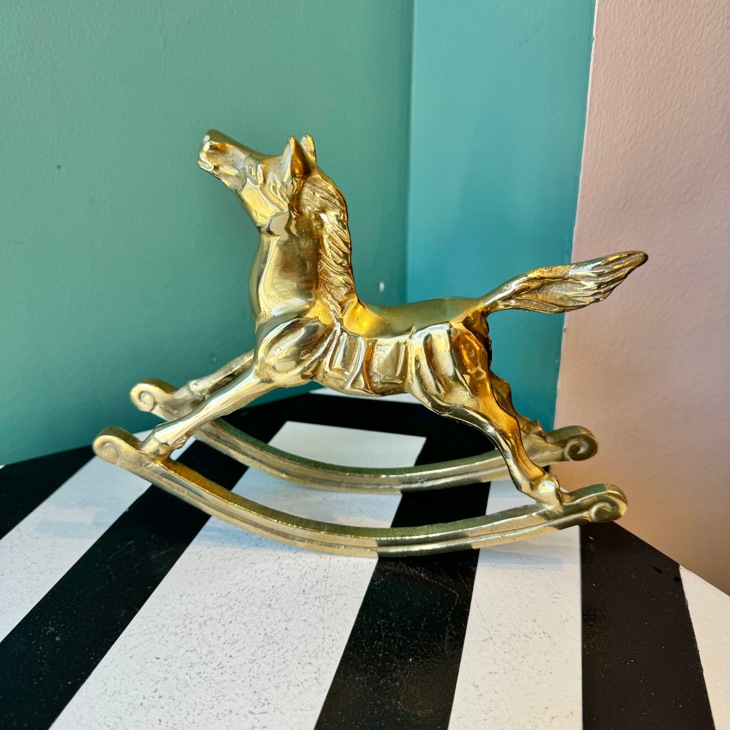 Vintage Brass Rocking Horse 6”