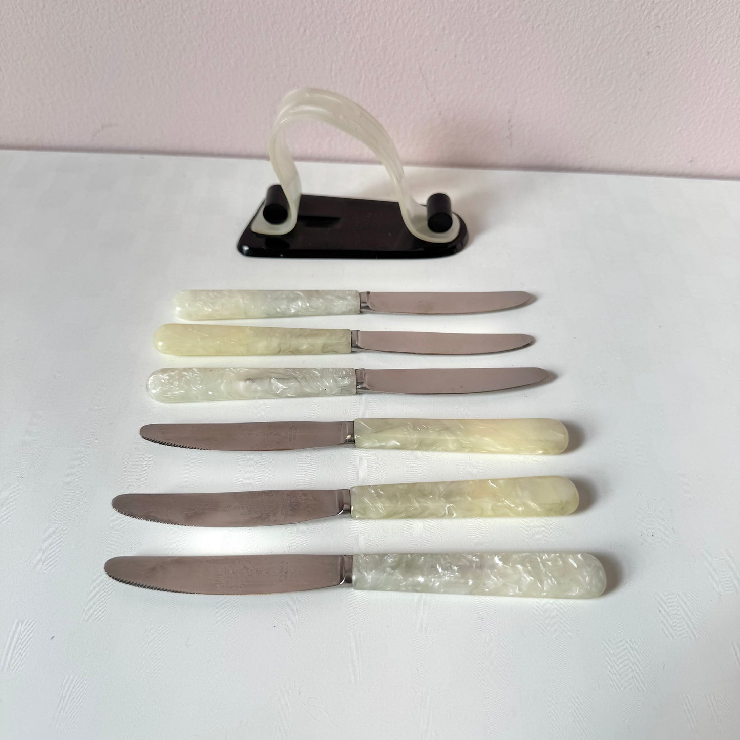 Vintage Art Deco Mother of Pearl Bakelite Fruit Knife Set