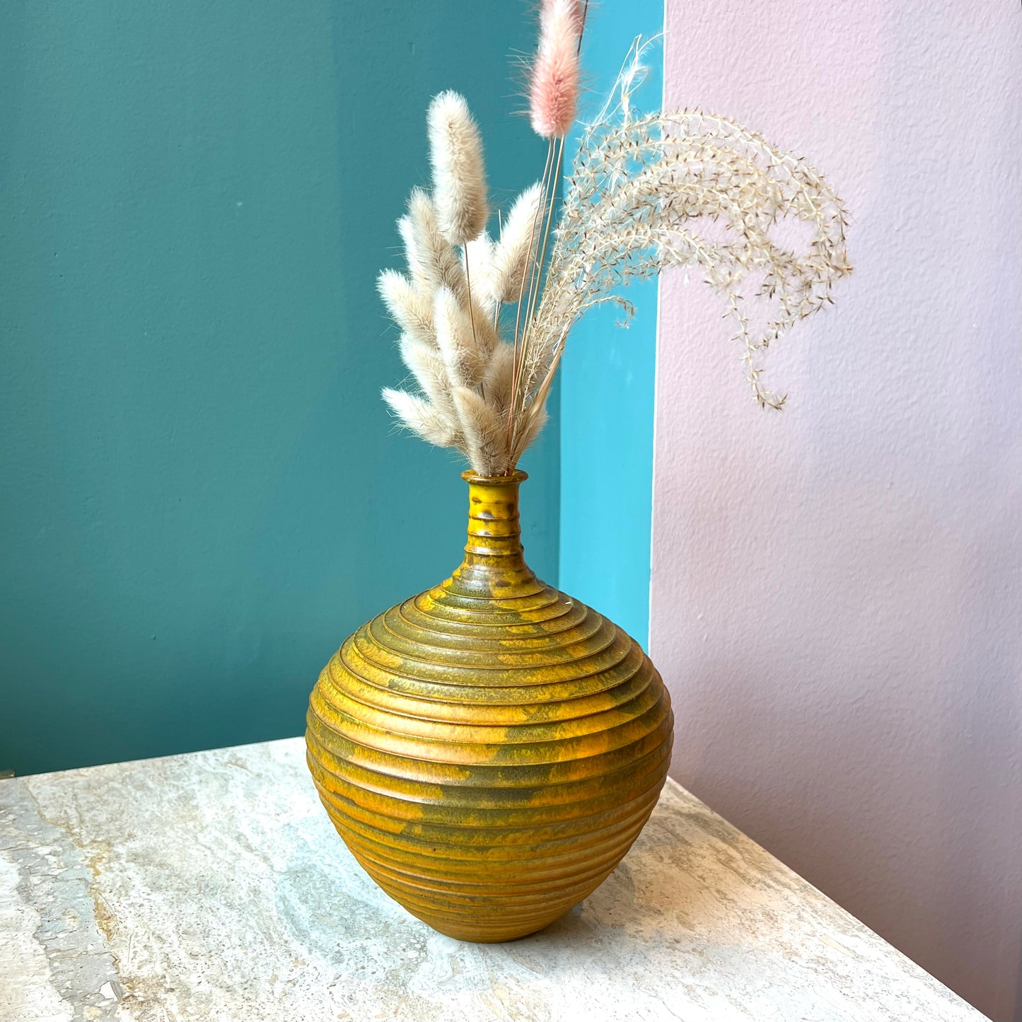 Vintage Alvino Bagni for Raymor Yellow Art Pottery Vase
