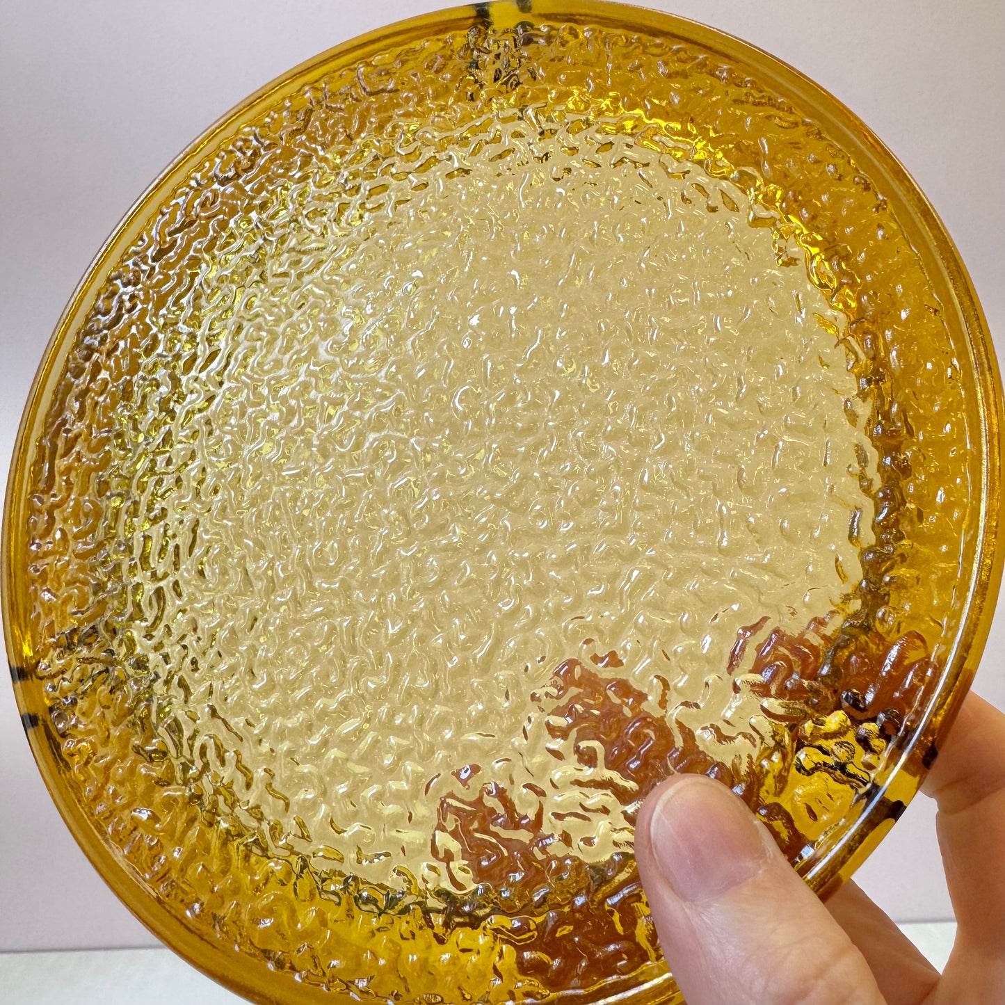Vintage Mid-Century Textured Amber Glass Ashtray