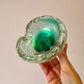 Chunky Vintage Aqua Green and Gold Leaf Murano Glass Ashtray/Bowl