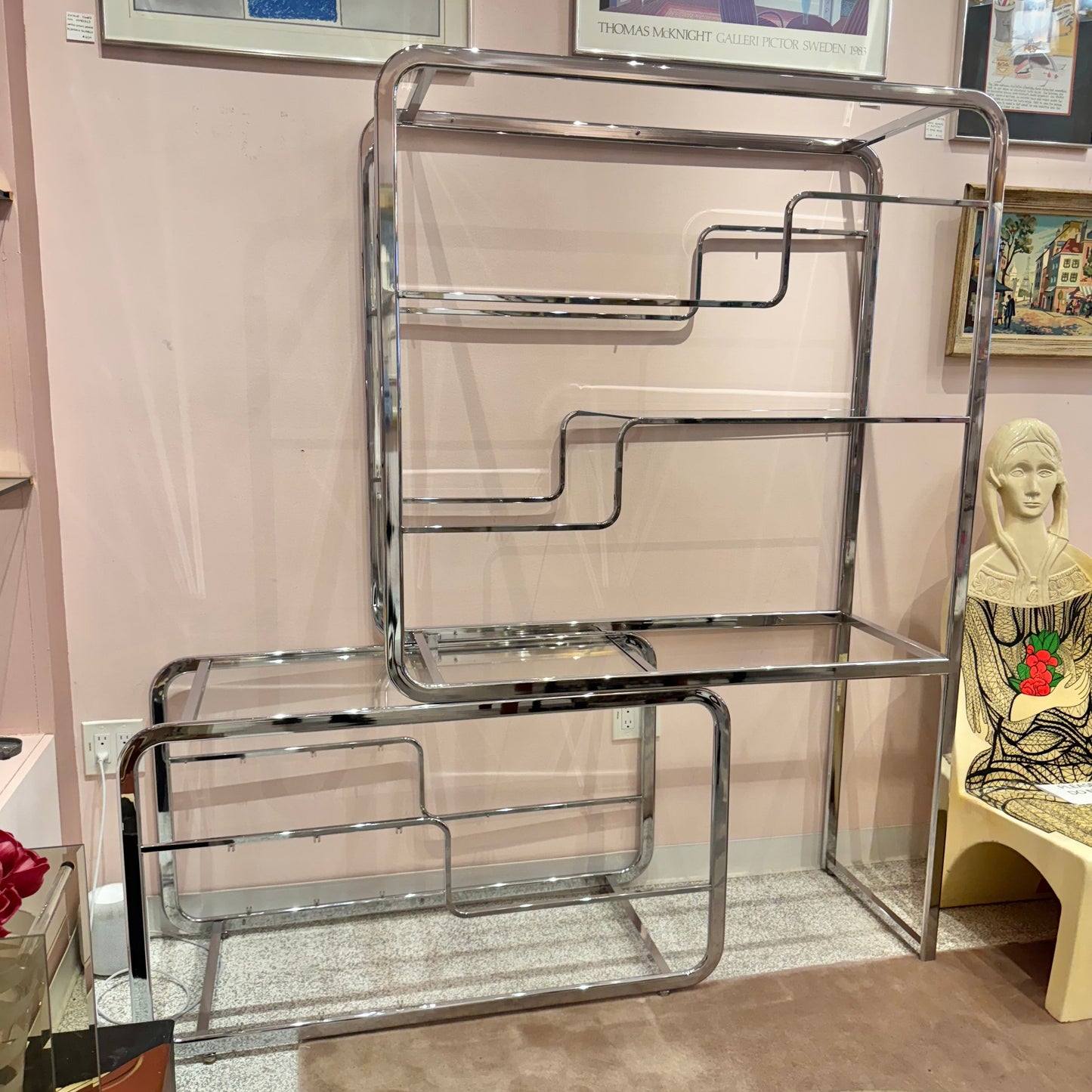 DIA Chrome and Glass Nesting Etagere