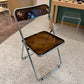 Vintage Italian Smoked Brown Lucite and Chrome Folding Chair