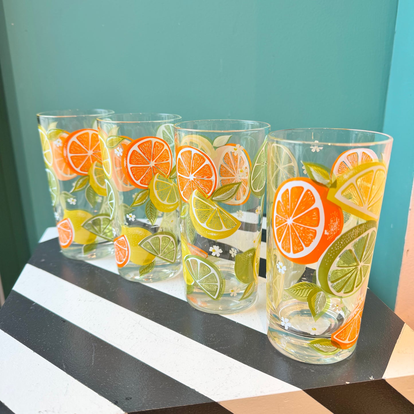 Set of 4 Vintage Culver Ltd. Citrus Highball Glasses