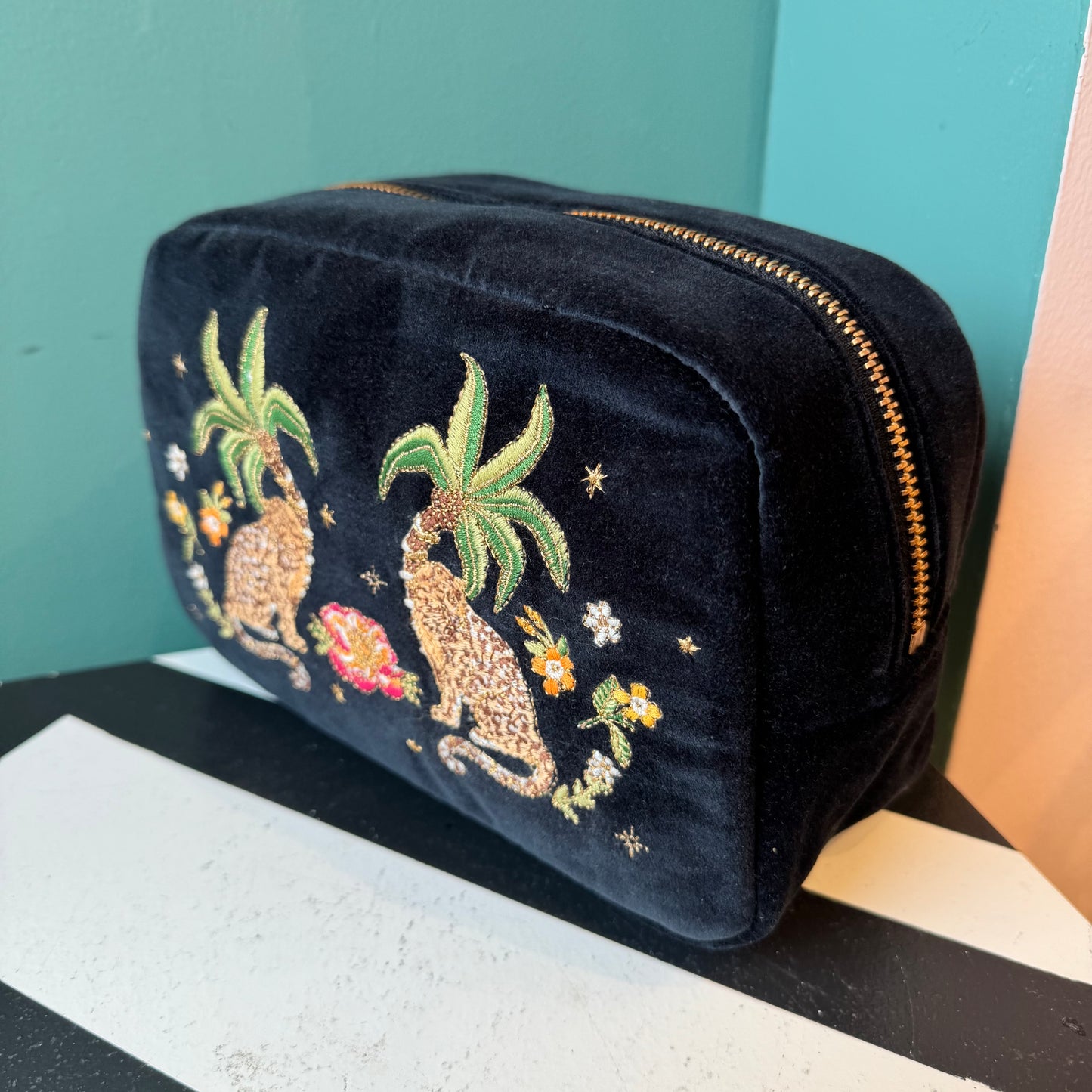 Tropical Jaguar Makeup Bag by Elizabeth Scarlett