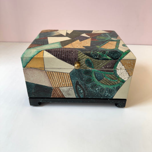 Vintage Postmodern Mosaic Style Storage Box