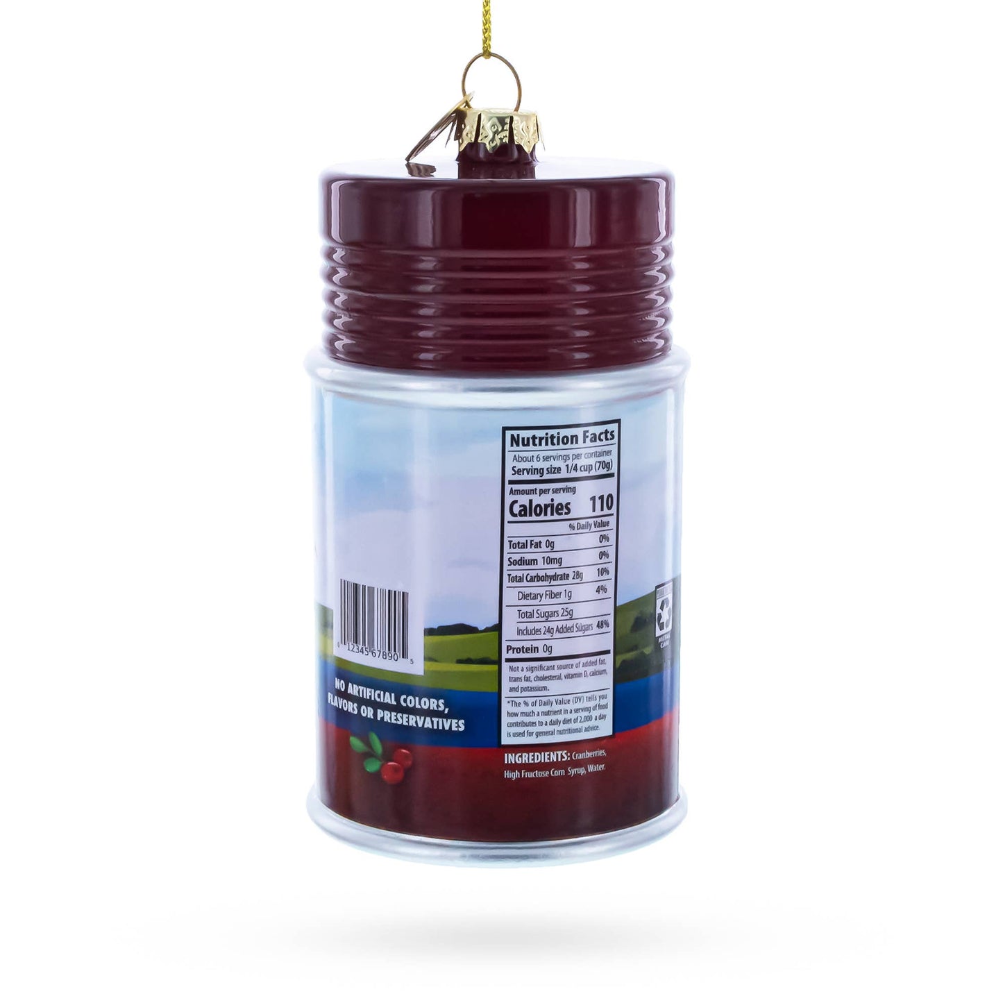 Jellied Cranberry Sauce Can Glass Ornament