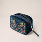 Midnight Blue Wild Zebra Velvet Makeup Bag by Elizabeth Scarlett