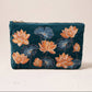 Lotus Rich Blue Velvet Large Everyday Pouch by Elizabeth Scarlett