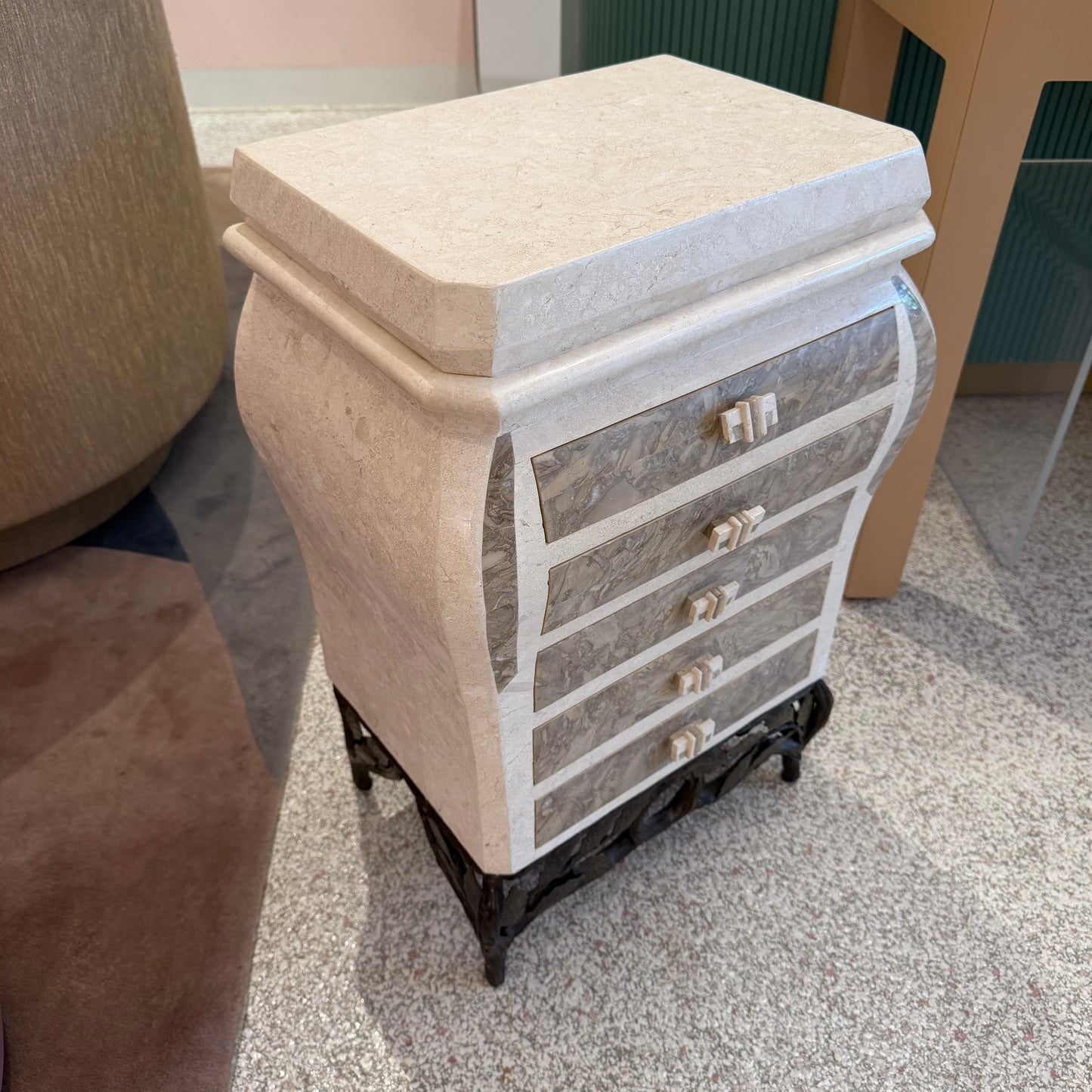 1980’s Tessellated Stone Chest of Drawers/Jewelry Armoir by Renoir Designs