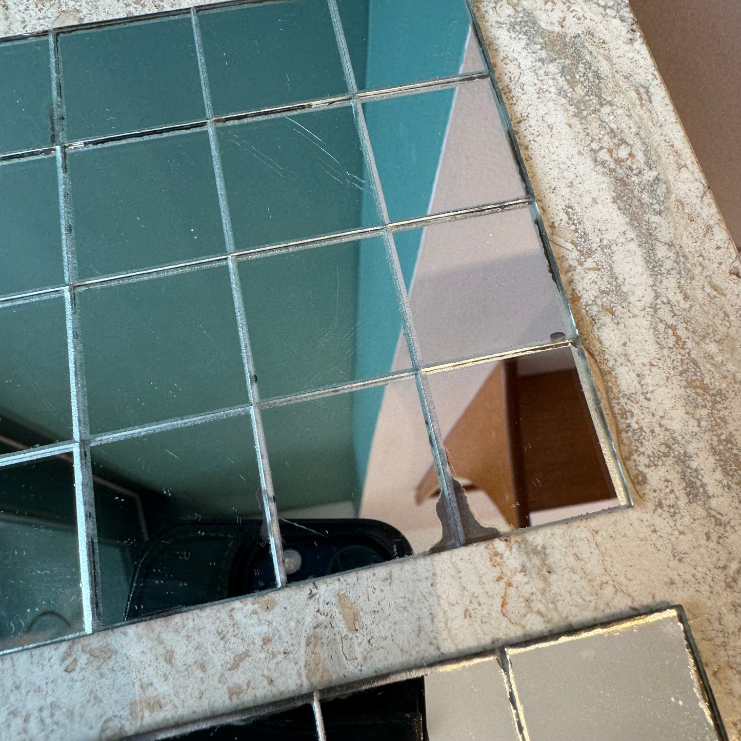 Set of 6 Vintage Mirrored Tile Coasters