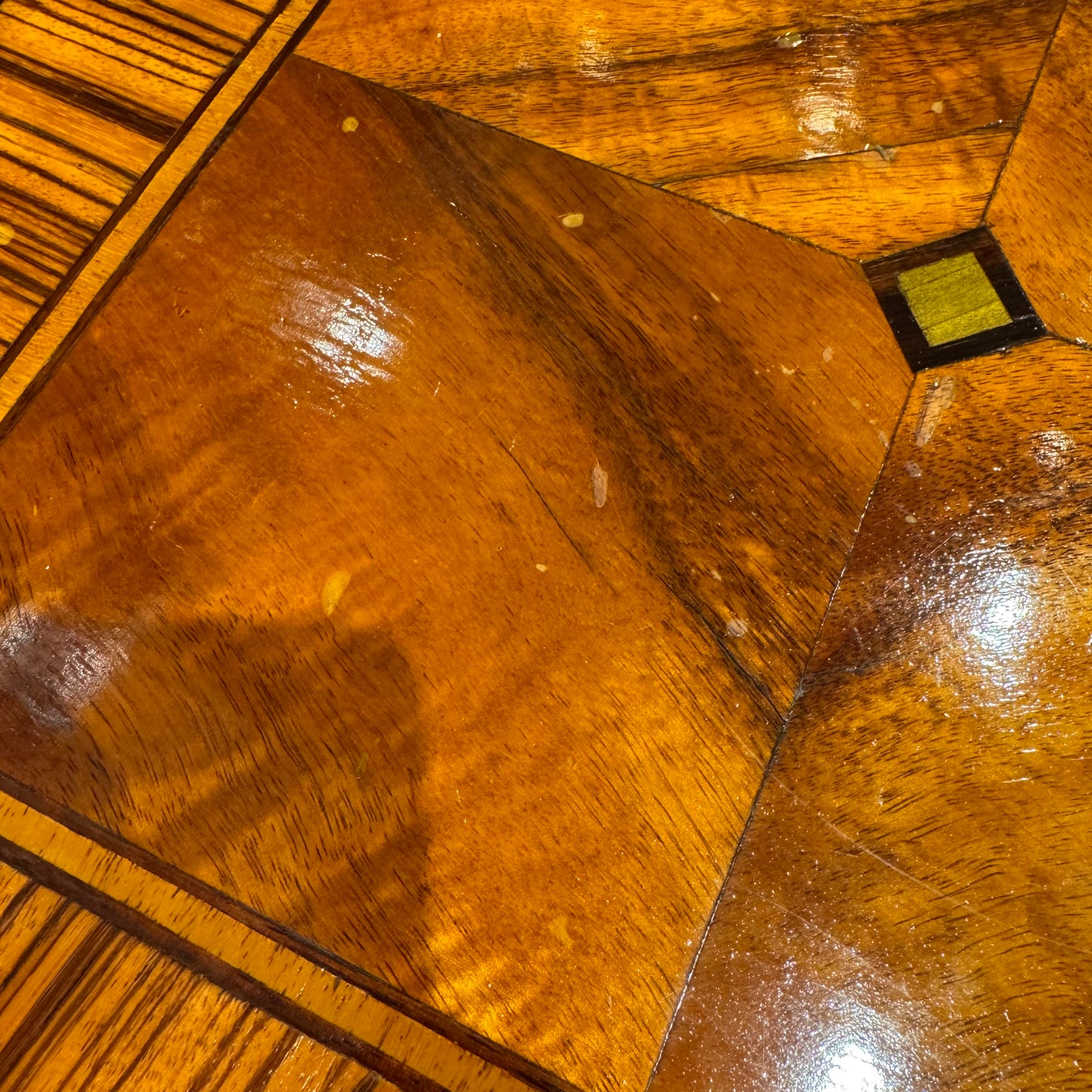 Vintage Carlton House Style Marquetry Writing Desk and Stool