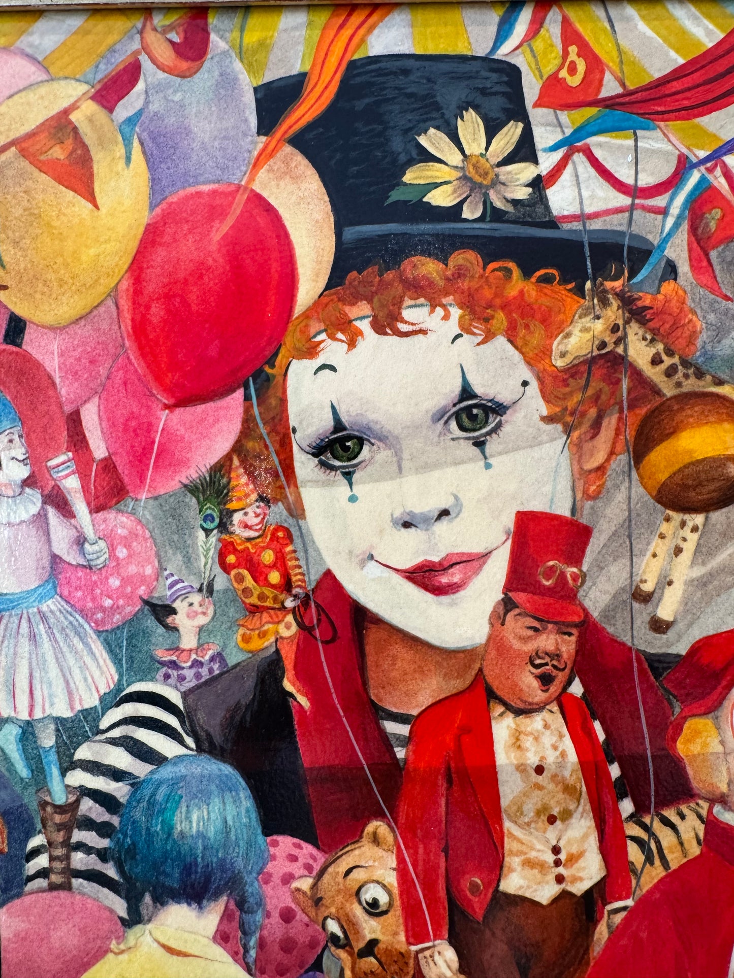 Vintage Original Framed "The Summer Circus" 1988 Acrylic on Board Painting by Phyllis Londraville