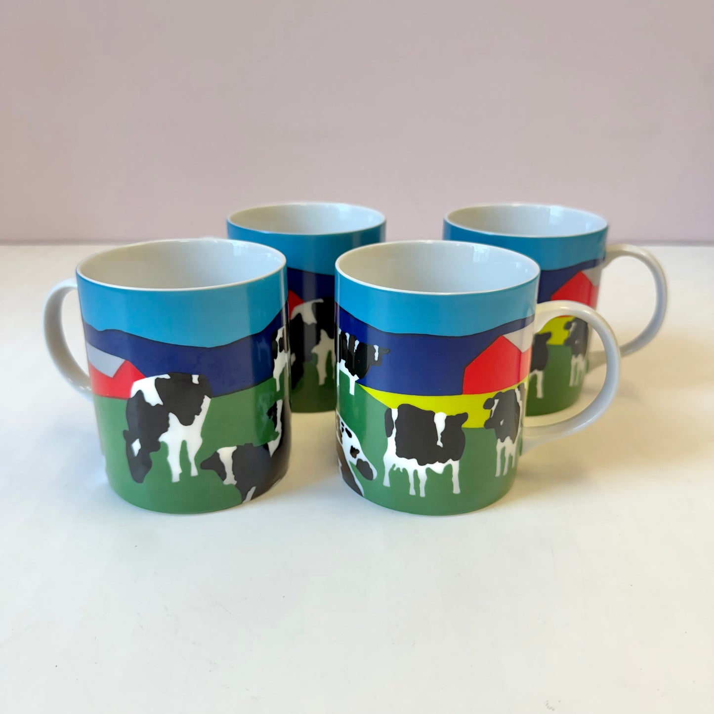 Vintage 1987 Woody Jackson Cow Mugs - set of 4