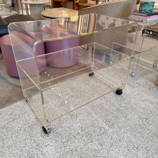 Vintage Lucite Waterfall Rolling Cart/Shelf