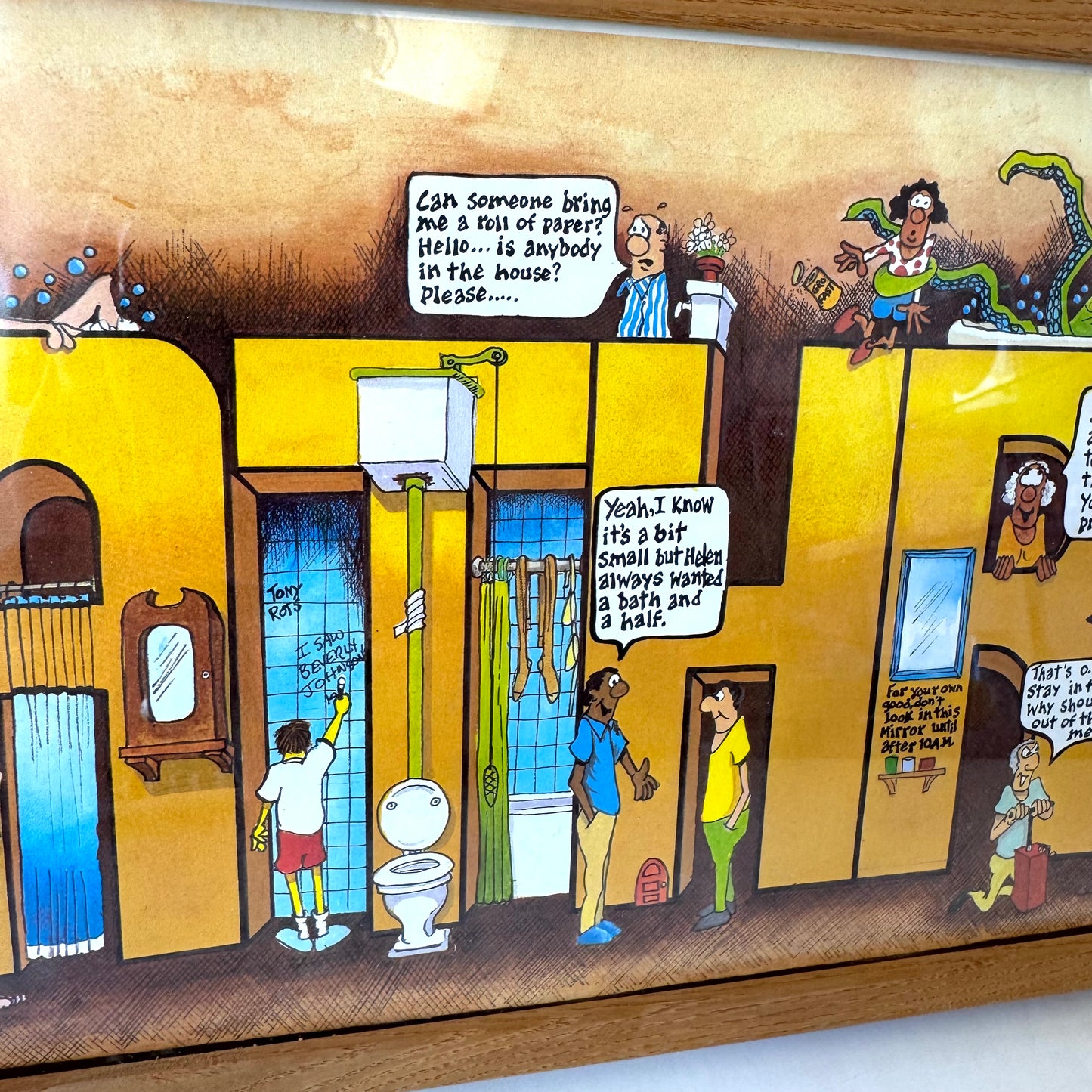 Vintage Framed “Bathroom” Print by Peter Mulcahy of Peter Prints C.1981